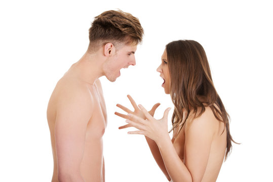 Young couple having an argue.