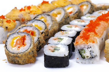 sushi and rolls