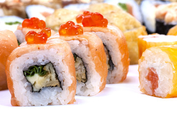 sushi and rolls