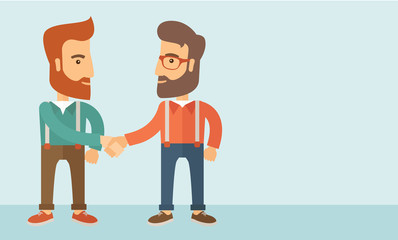 Two men handshaking.