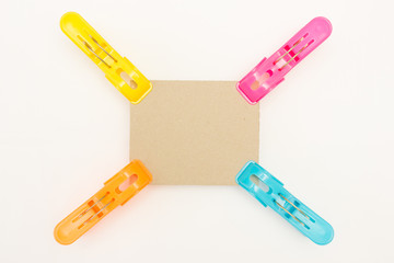 Cardboard with Four Colors Clothes Pins
