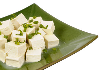 Tofu cubes with spring onion