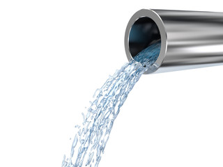 3d illustration of cross section of steel pipe with water isolat