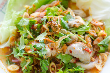 Thai food name oysters Spicy Salad