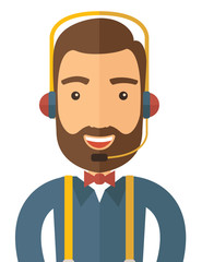 Operator man in headset.