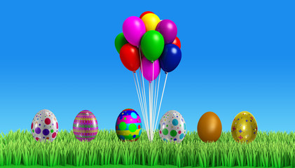 Obraz premium 3d Colorfull easter egg with backgroung