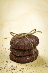 Stack of chia seed chocolate cookies