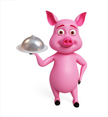 3d chef Pig with platter