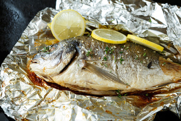 Dorado baked in foil