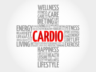 CARDIO word cloud, health cross concept