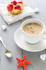 Coffee cup milk sweet dessert cake strawberries