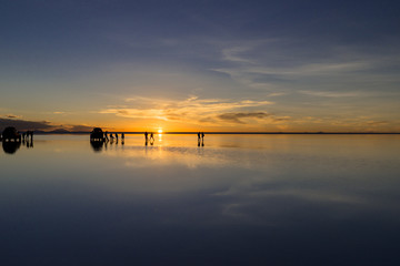 ミラーレイク・ウユニ塩湖の夕景