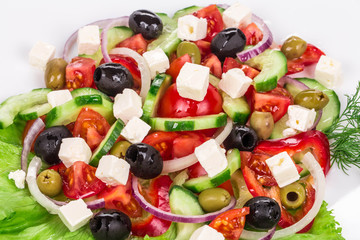 Close up of greek salad.
