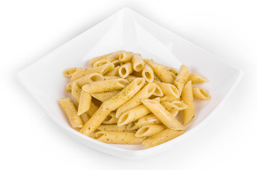 Pasta on plate close up.