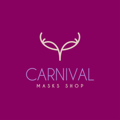 Thin Line Design Template Logotype. Carnival Mask