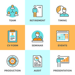 Company management line icons set