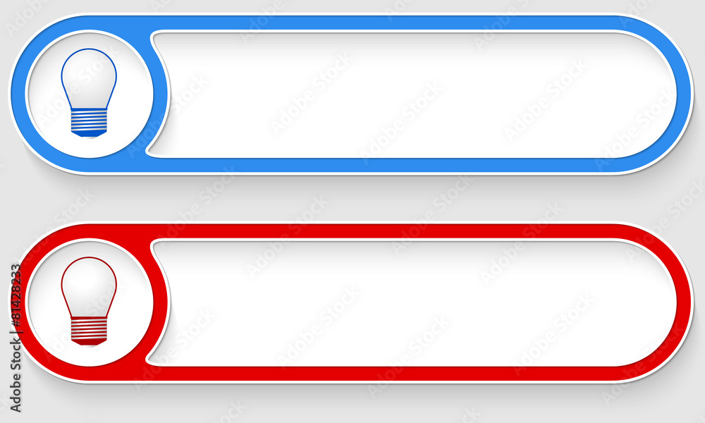 Poster Blue and red vector abstract buttons and bulb icon