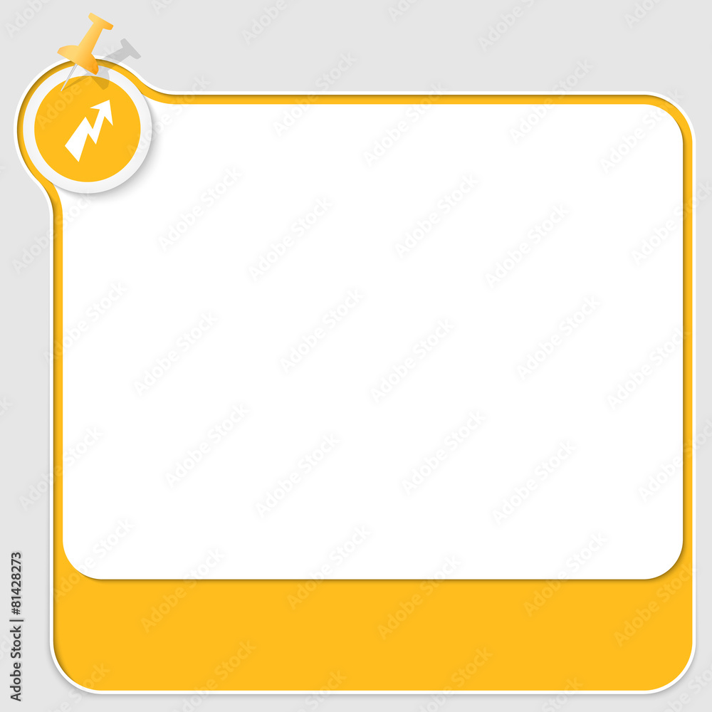 Poster yellow text box with pushpin and flash icon