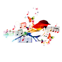 Fototapeta premium Colorful music design with bird