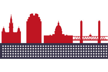 Obraz premium Sacramento skyline Detailed vector silhouette