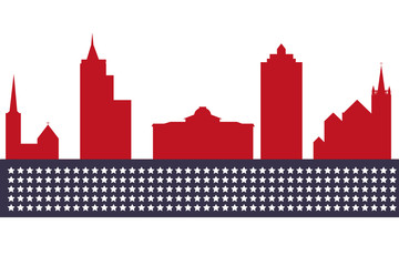 Fototapeta premium Cartoon skyline silhouette of the city of Raleigh, North Carolin
