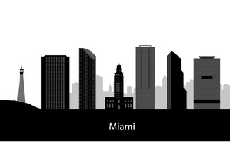 Naklejka premium Miami Skyline with Typography Design