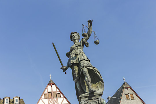 statue of Lady Justice in Frankfurt, Germany