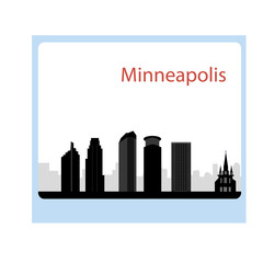Obraz premium Minneapolis, Minnesota skyline. Detailed vector silhouette