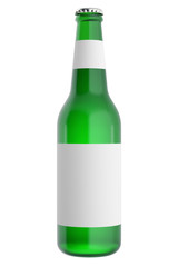 Full glass beer bottles with blank label. 3d illustration