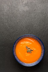 Cream of pumpkin soup with pumpkin seeds