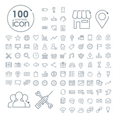 100 social media icons set