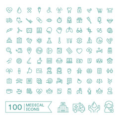100 medical icons set