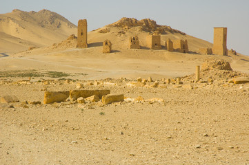 Tower Tombs in ancient desert town, Palmyra, Syria.