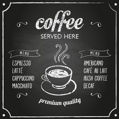 Retro sign with coffee menu