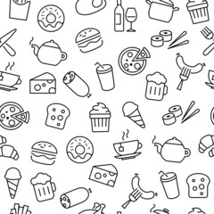 Seamless Pattern with Food Icons