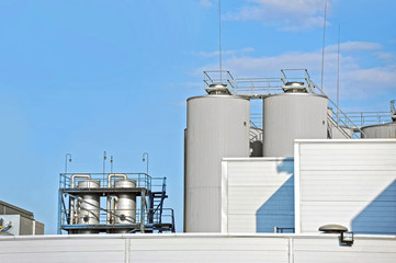 Brewery beer processing and storage silos tower
