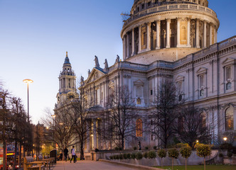 LONDON, UK - DECEMBER 19, 2014:  St. Paul's cathedral in dusk