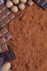 still life of chocolate in cocoa