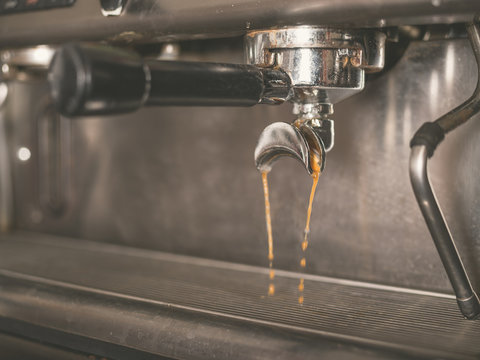 Detail of professional coffee machine