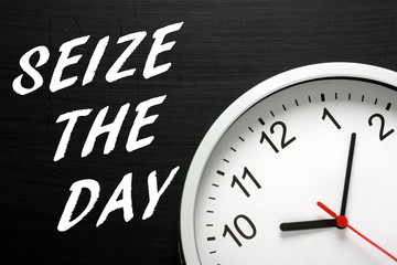 Seize The Day clock and blackboard concept