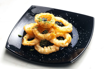 fried cuttlefish rings in batter