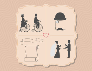 Various wedding invitations with bicycles
