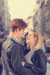 Urban couple outdoors.