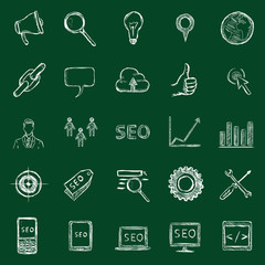Vector Set of Chalk SEO Icons