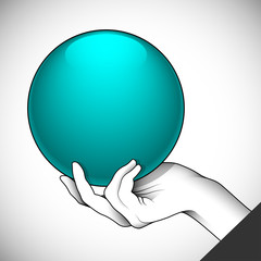 Hand holding a ball (power/help/success).
Vector Eps 10
