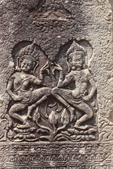 Fototapeta na wymiar Particolare bassorilievo tempio di Angkor