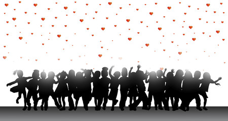 Naklejka premium happy children silhouettes dancing together