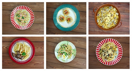 Food set of different  pasta.