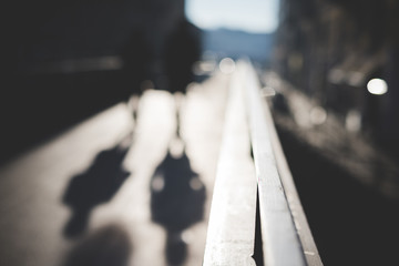 urban blurred landscape background  during sunset in winter 