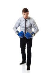 Businessman with boxing gloves.
